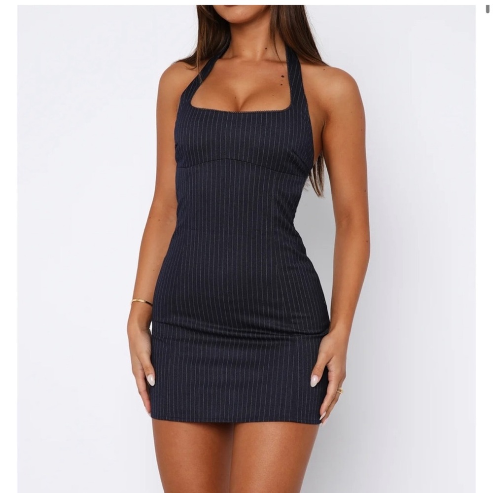 White Fox Boutique bold hearts Pinstripe Mini Dress